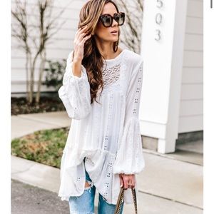 Free People Kiss Kiss Tunic in Ivory size S